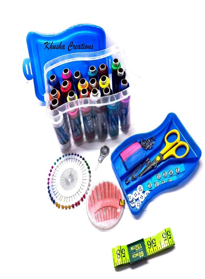 KHUSHA CREATIONS Sewing kit, Daily Needs Multipurpose Travel Kit with All Accessories, Sewing Threads & Stitching Material